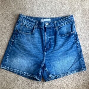 Zara Denim A-Line High-Waist  Shorts